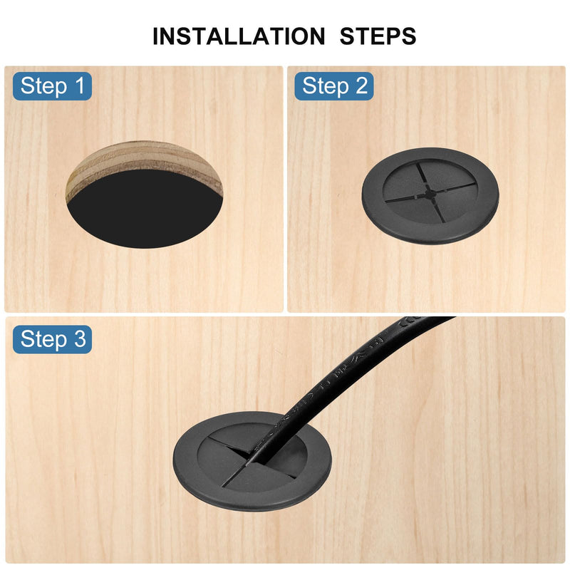 uxcell 4 Pcs Cable Cord Grommet, 1-1/4 Inch (32mm) Desk Grommet Flexible Rubber Grommets Wire Hole Cover Pass Through for Office Computer Desk Wire Organizer, Black 1-1/4 Inch (32mm)