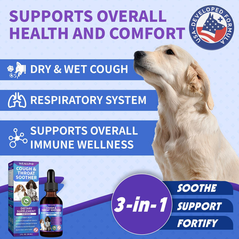 Cat Constipation Relief for Digestive Health Support + Dog Cough Treatment Support for Dogs for Breathing Comfort Bundle, Easy-to-Use, 60 ml/2 Fl Oz Each, Multi-Pet Family Care Solution