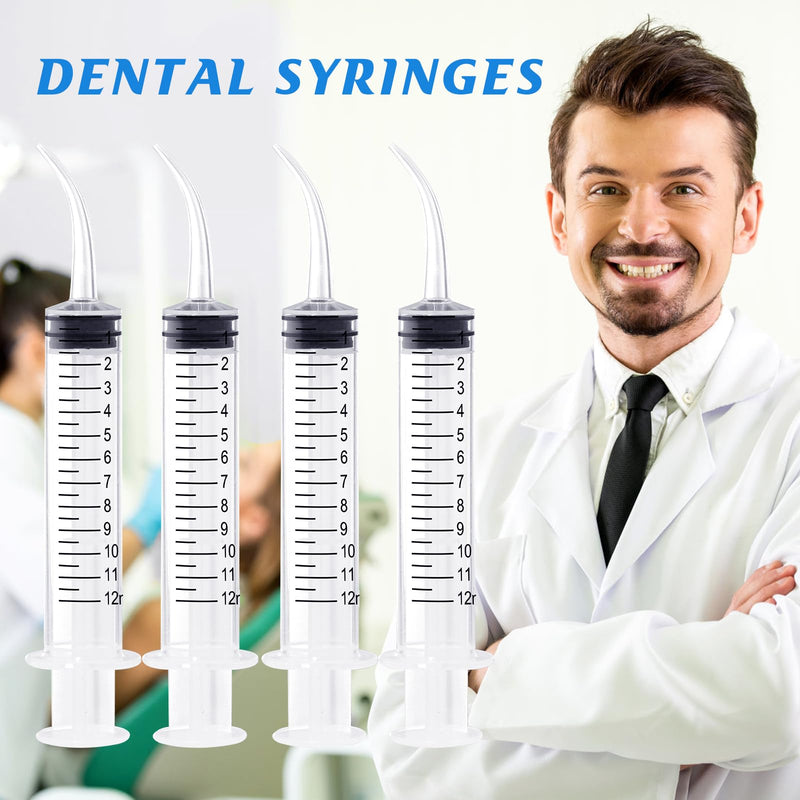 Wisdom Teeth Syringe,12ml Dental Syringe with Curved Tip & Measurement, Sterile Individually Package Dental Irrigation Syringe for Oral Dental Care, Tonsil Stones Removing, Lab, Liquid, Feeding (10 Pack) Curved Tip 10 Pack Plastic