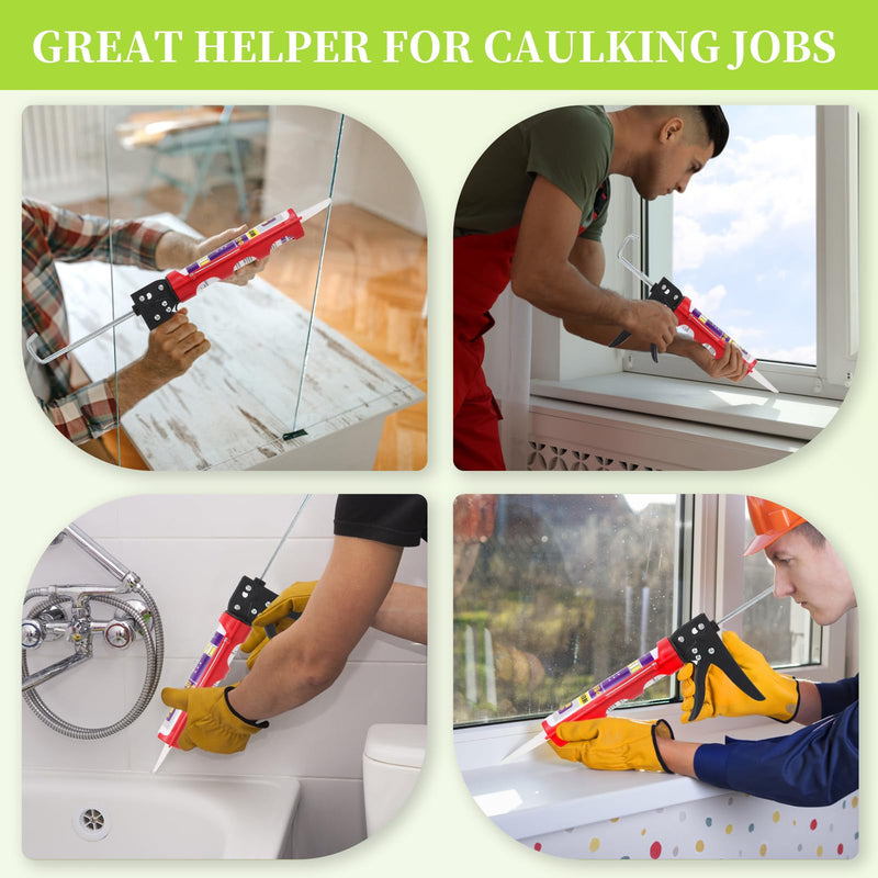 Drip-free Caulking Gun Ratchet Rod Silicone Gun Sealant Dispenser Joint Grouting Gun 15:1 Thrust Ratio Labor-Saving Lightweight Nylon Frame Cartridge Gun for 10oz/300ml Standard Caulk Tubes Y01