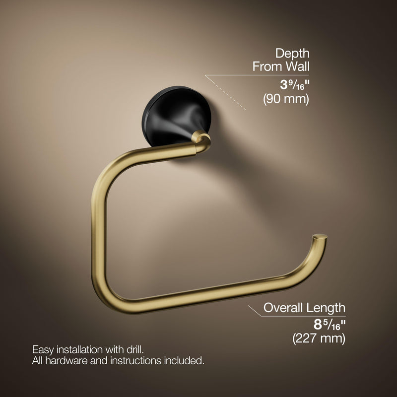 Kohler 27428-BMB Tone-Towel Ring, Matte Black w/Moderne Brass