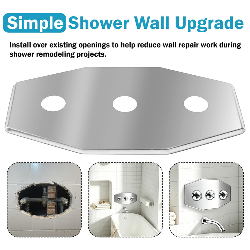 Three-Hole Remodel Plate, Shower Valve Cover Plate for Wall Repair, Compatible With Westbrass D505 Series