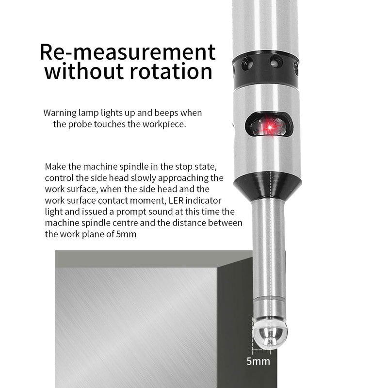 Photoelectric Edge Finder, Stainless Steel Electronic Edge Finder Non Magnetic Centering Rod Edge Finder Detector Machinist for Milling Machines, End Beds