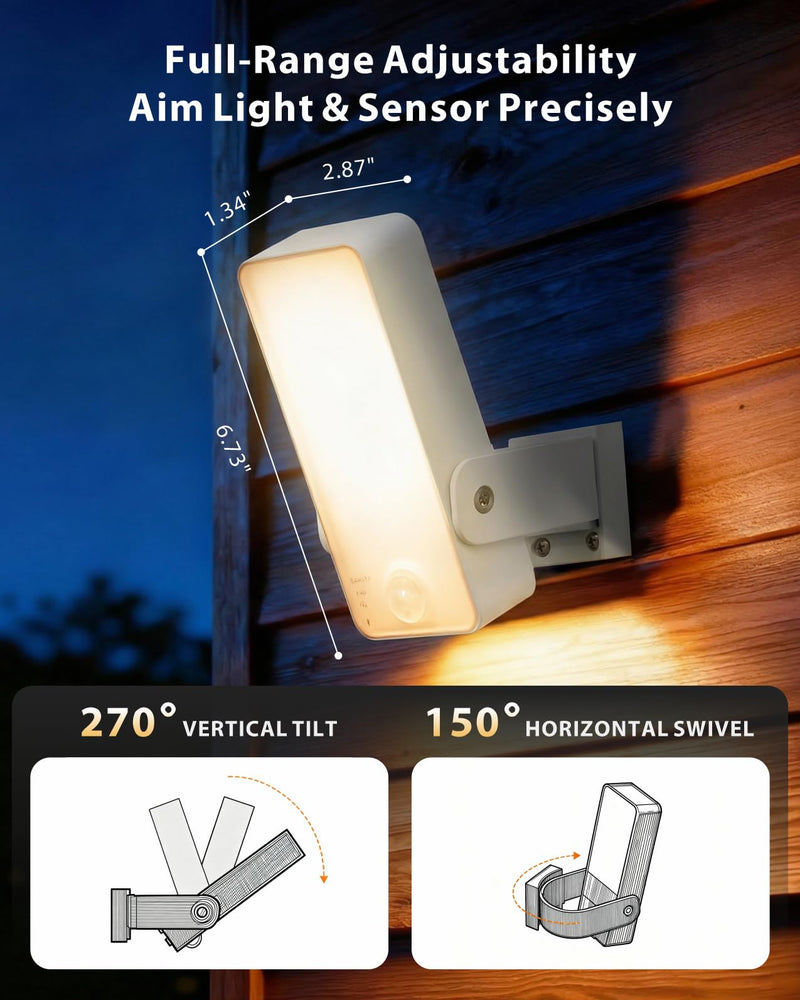 Battery Motion Sensor Light Outdoor, Motion-Sensing Security Light with Remote Control, 10000mAh 600 Lumens IP65 Waterproof, Ideal for Porches,Garages,Yards (White, 1 Pack) White
