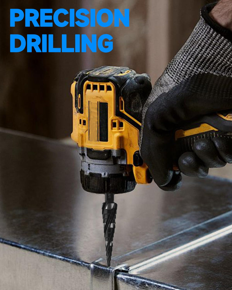 M35 Cobalt Step Drill Bit for Metal, Carbon Steel, Stainless Steel, Wood, Plastic,3 PCS, 1/8"-7/8" 1/8"-7/8"（3PCS）