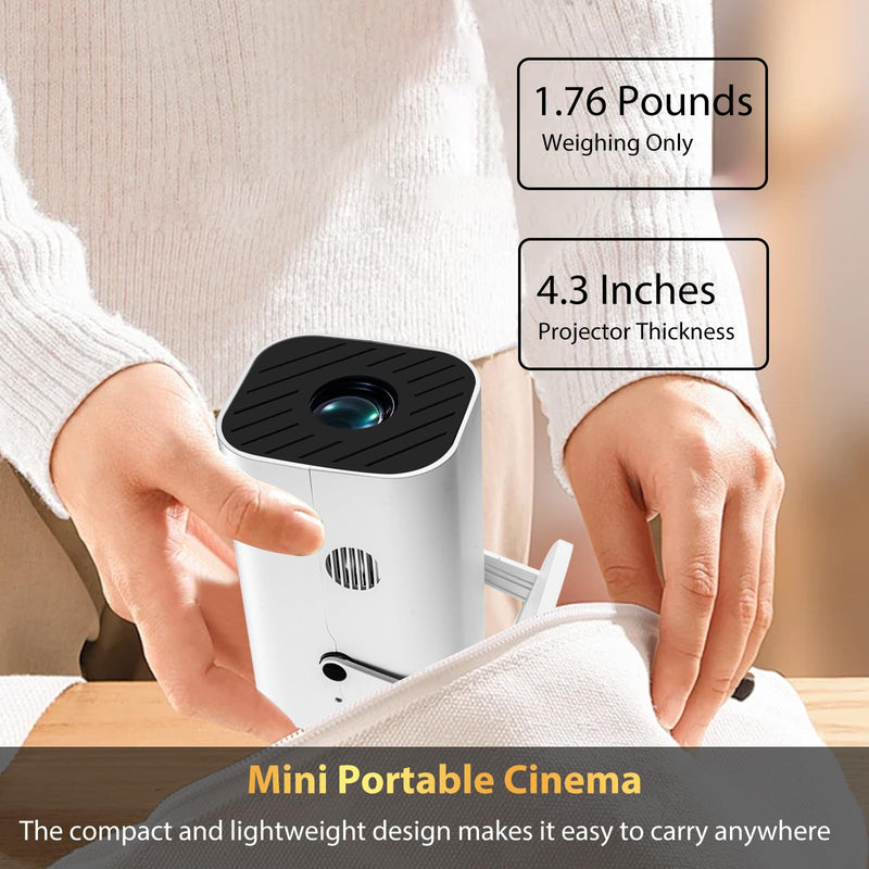 【Built-in APPS & Electric Focusing & 210° Rotation】Mini Projector With Wifi And Bluetooth, 1080P Portable Projector, Movie Projector for Bedroom, Supports Smartphones/TV Stick/iPad/PS5/Laptop/HDMI/USB With WIFI And APPS