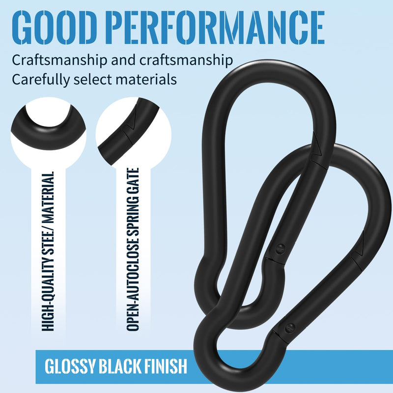 Spring Snap Hook Carabiner, M5/M8/M10 Black Heavy Duty Carabiner Clip, Quick Link Keychain Hook for Outdoor Camping, Swing Hammock, Gym M5 (1.96Inch)-120pcs