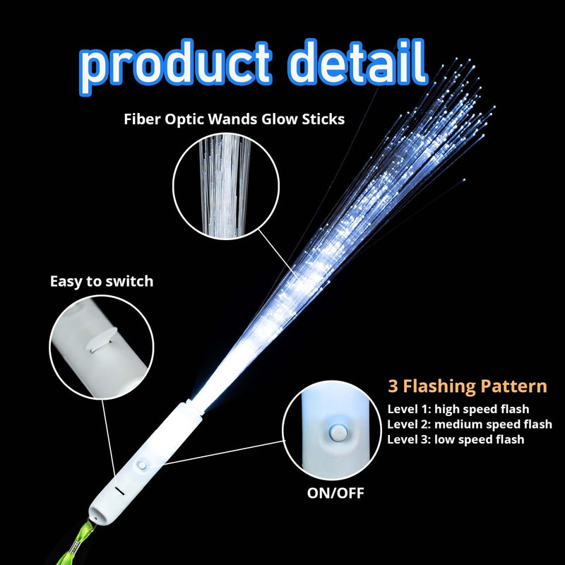 25 Pcs White Fiber Optic Wands,3 Models Wedding Sparklers,Glow Sticks Light up Sticks Led Light Wands Fit Wedding Bridal Shower Birthday Valentine's Day fashion