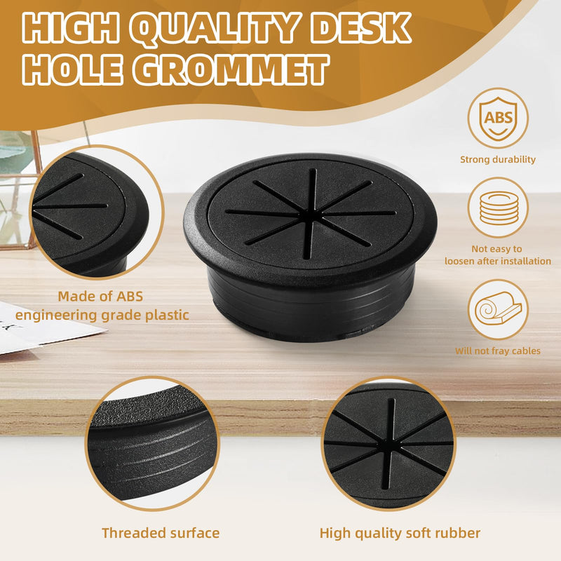 Desk Grommet 3.15 Inch (80 mm) 2 Pieces, Desk Hole Cover for Cables Black, Desk Hole Grommet ABS Plastic, Desk Cord Hole Cover for Wires Cables Through The Countertop by XIOGZAXI 3.1 Inch Black-M