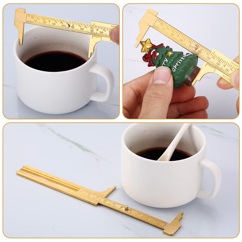 Konohan 2 Pcs Brass Vernier Caliper Pocket Caliper Handy Caliper Measuring Mini Tool Double Scale Sliding Gauge Metal Pocket Ruler for Bead Wire Jewels Rings Measurement