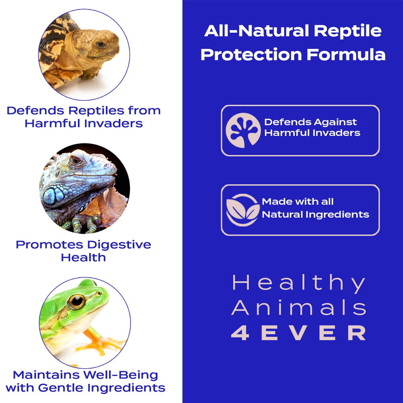 HealthyAnimals4Ever Reptile Protection Formula - Defends Against Internal & External Harmful Invaders, Supports Digestive Health & Vitality - Safe & Gentle Care - 300 Count - PawsPlanet Australia