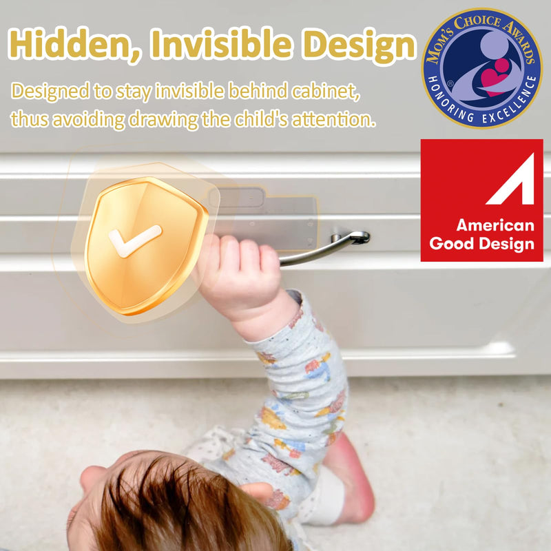 Bestkid Cabinet Lock RFID Card NFC Hidden Drawer Lock for Kitchen Pantry Furniture Smart Cupboard Door with Bluetooth APP Child Safety No Drilling Required Black Hidden Design(1 x 2.2 x 4.7'')-Black