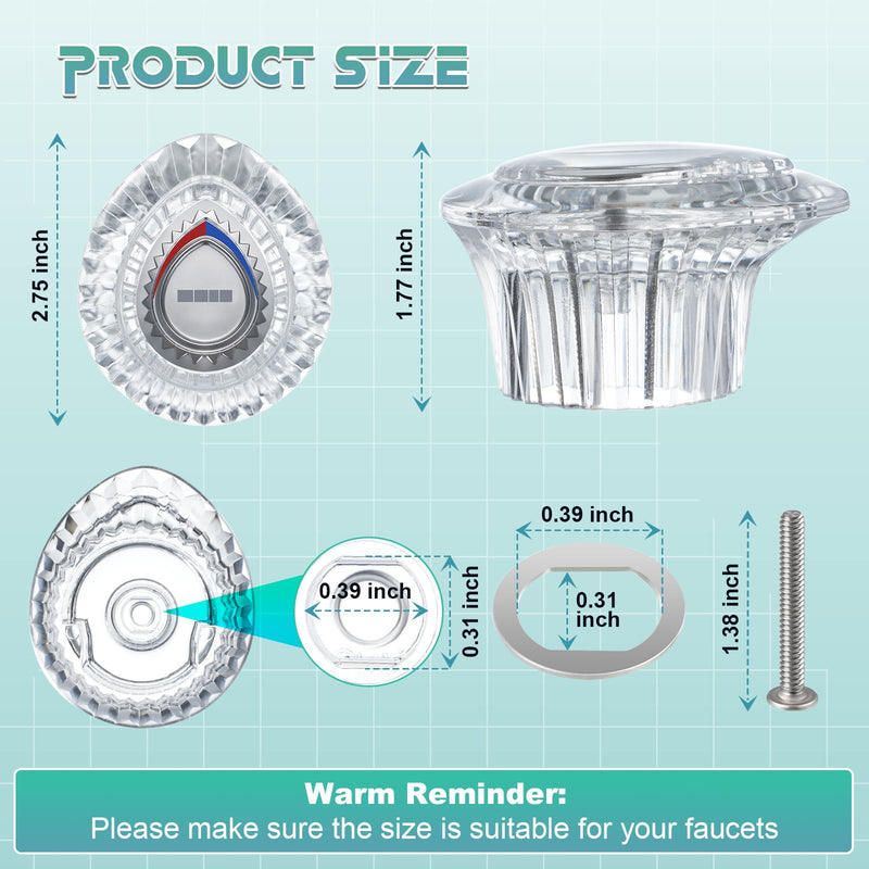 Enhon 2 Pack Shower Handle Replacement Compatible with Moen 96797 Chateau Tub and Showers Faucet, Shower Knob Replacement Kit Compatible with Moen 1225 Cartridge, Include Screws, Chrome Knob Insert