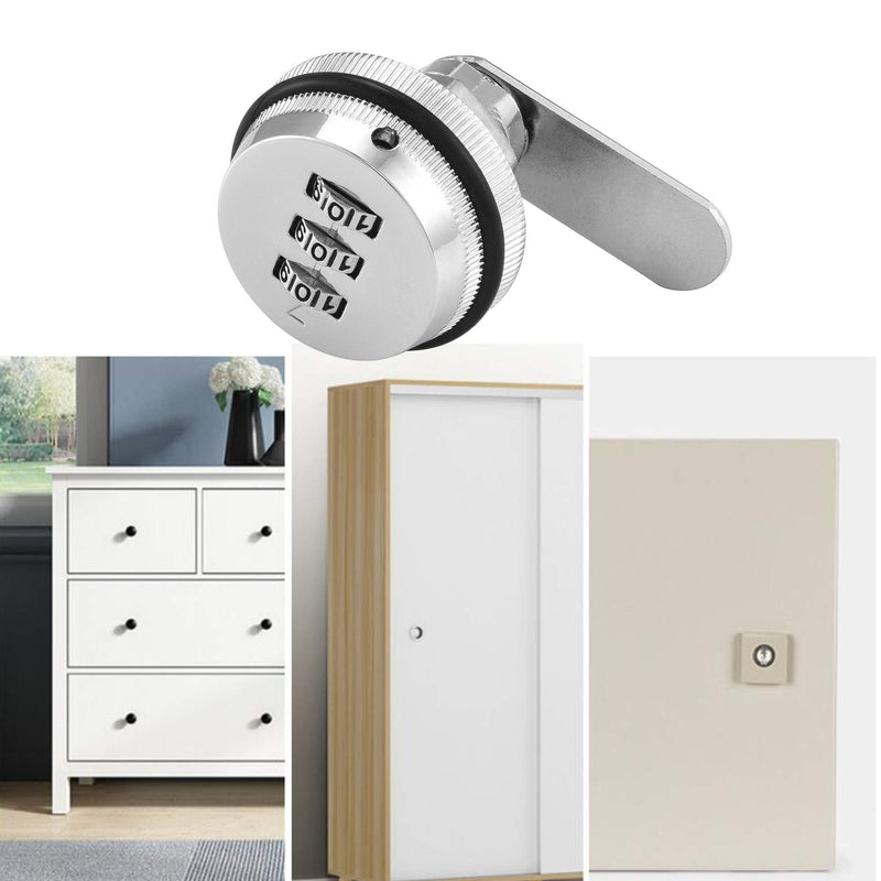 Lpraer Combination Cam Lock Security Locks Set of 2 Password Coded Locks for Safety of Box Cabinet Drawer Mailbox Door Furniture (1-1/8 Inch, Silver) 30 mm