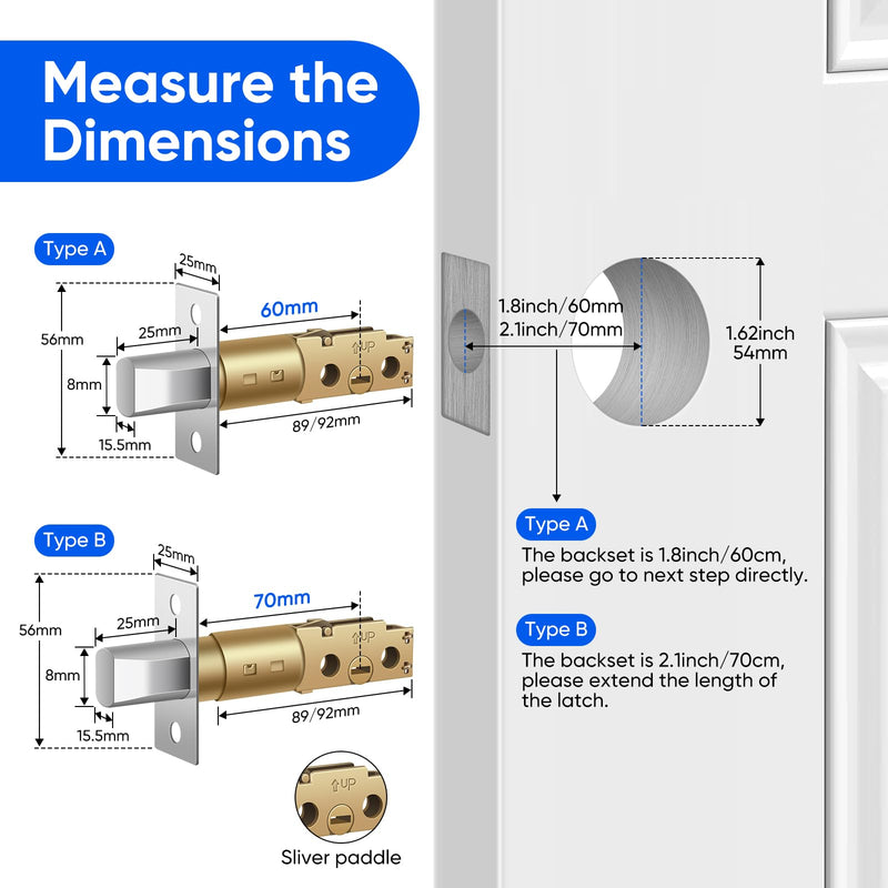 Fingerprint Smart Door Lock, Keyless Entry Deadbolt, Electronic Biometric Deadbolt with Phone/Watch App Control, Auto Lock with Touchscreen Keypad for Bedroom, Front Door, 7 Ways to Unlock without handle