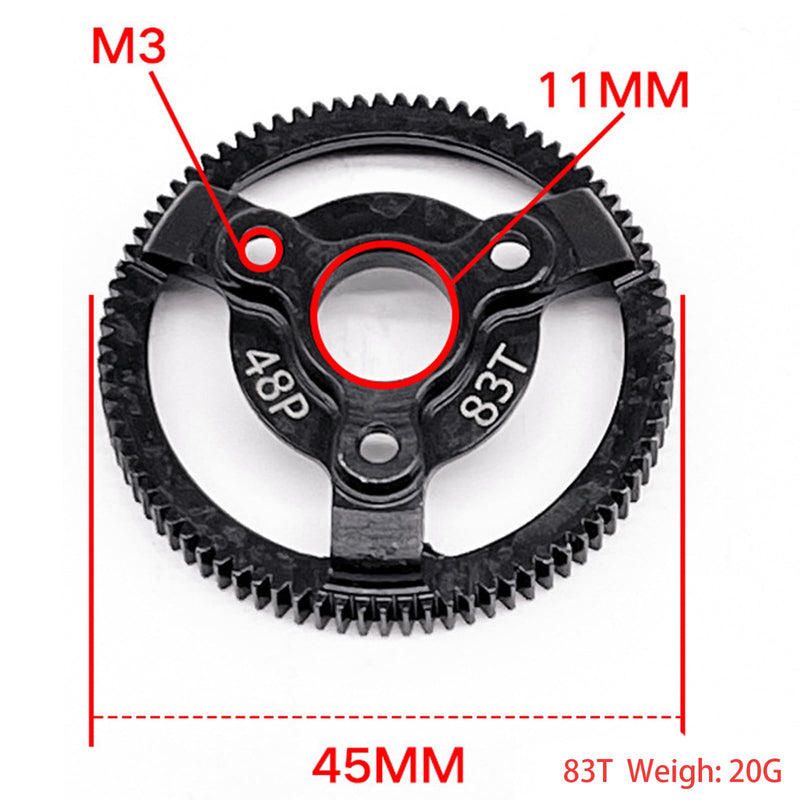 RC 48P 83T Spur Gear Hardened Steel Spur Gear Upgrades Part for Traxxas 1/10 Slash Stampede Rustler Bandit 2WD VXL XL-5 F-150 SVT, (83T) 48P-Spur Gear-83T