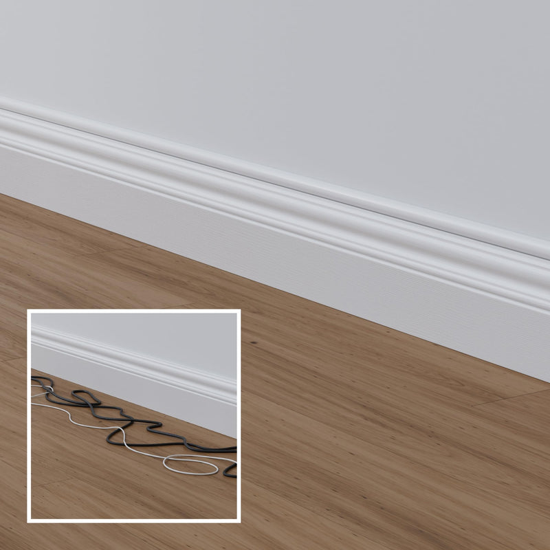 D-Line 13.12ft Cord Hider Kit, Patented Cable Cover, Hide Wires on Wall, Channel for TV Mount Cords, Raceway Wire Hiders, Paintable, Adhesive, Half Round, 4X 0.78in W x 0.39in H x 39in Lengths, White Small (Micro+)