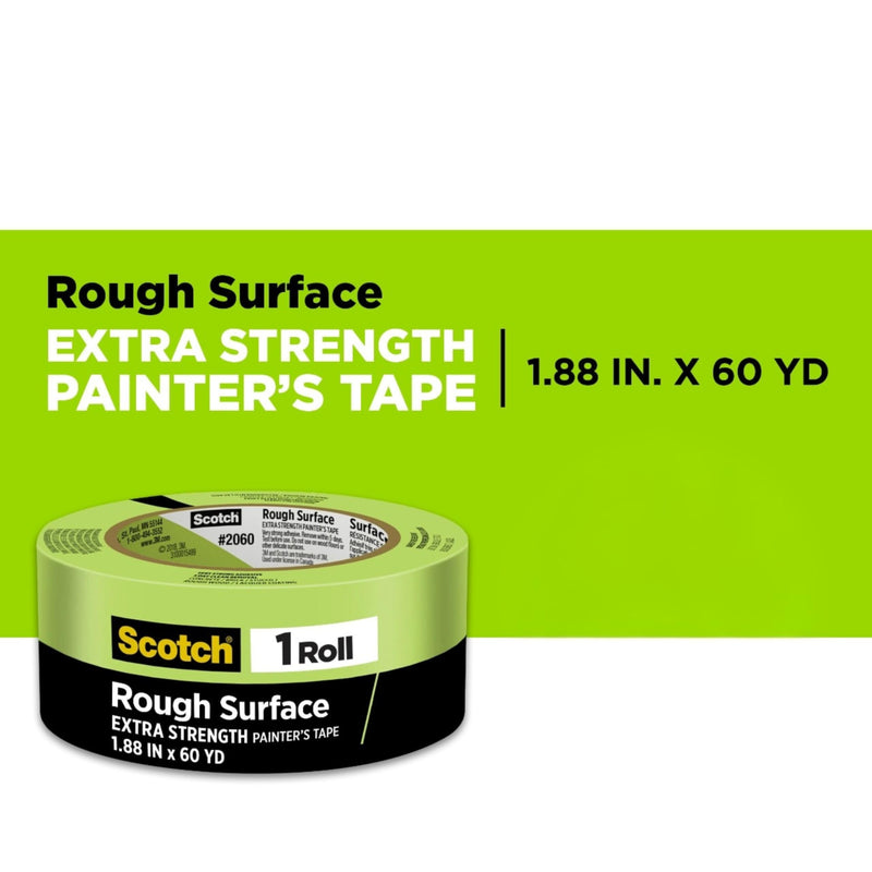 Scotch Rough Surface Painter's Tape 2060-48MP, 1.88 in x 60.1 yd (48mm x 55m), 3-Pack – Strong Adhesive, Clean Removal, Tear-Resistant Masking Tape, for Brick, Concrete, Stucco, Textured Surfaces