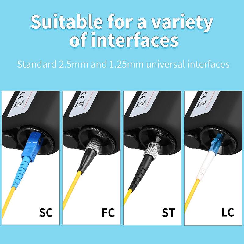 3-piece Fiber Optic Cleaning Tool 400X Fiber Optic Microscope with 2.5mm SC/FC/ST and 1.25mm LC adapters, Belt 2.5mm/1.25mm Fiber Optic Cleaning Cotton Swab Suitable for SC/FC/ST/LC/MU adapters