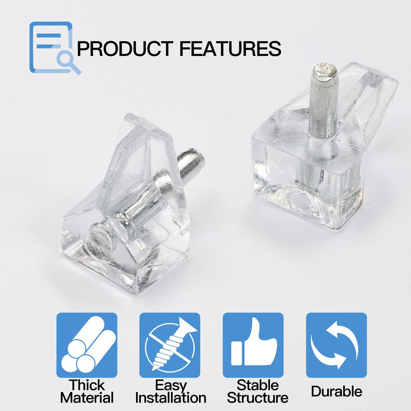 20pcs Clear Shelf Pegs, 3mm Plastic Shelf Pins Small Shelf Support Pins, Cabinet Shelf Clips for Cabinets Bookcase Shelves Cupboard 20