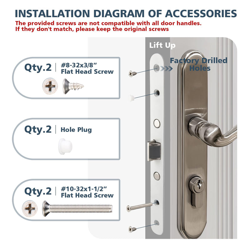 2 Point Bolt Mortise Lock Body Fit Pella Storm Doors, All White