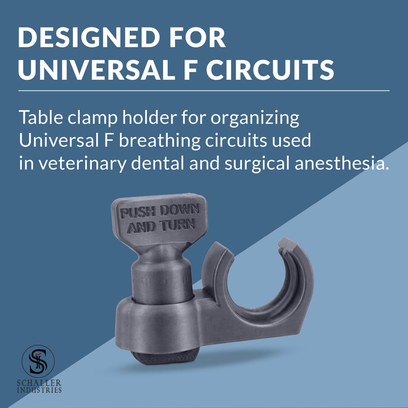 S I Schaller Industries Veterinary Anesthesia F Circuit Holder for Table Grates - Universal F & Jackson Rees Table Mount Breathing Circuit Organizer, Clamp Holder for Feline & Small Canine Anesthesia for Dental Table Grate
