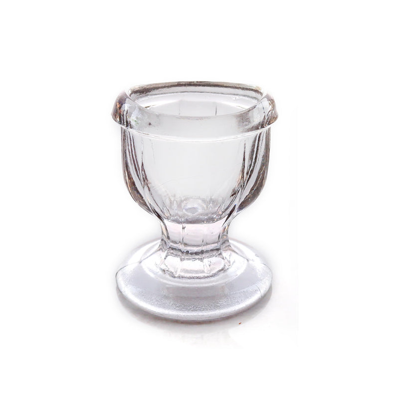 Glass Eye Wash Cups (Set of 2) with Storage Container | Eye Cleaner Solution for Tired Eyes, Eyestrain, Makeup, and Dust | Eye-Shaped Rim for Eye Rinse and Cleansing - Transparent