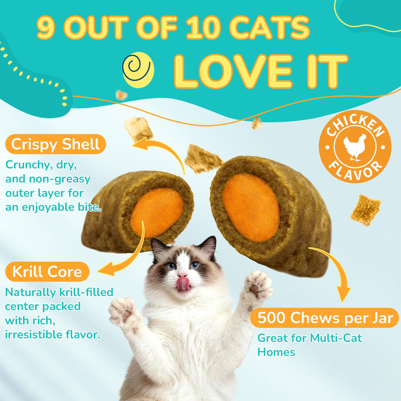 Cat Itch Relief Chews, Allergy Support for Cats, Anti Itch Skin Care Supplement, Quercetin Turmeric Immune Support, Chicken Flavor Crunchy Chews with Center, 500 Ct