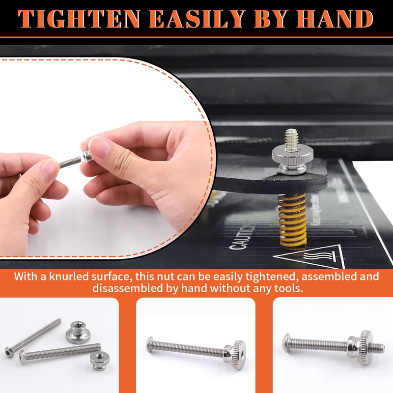 Tanstic 42Pcs Knurled Thumb Nuts, M3 M4 M5 M6 M8 M10 Round Knobs Fasteners with Nickel Plated Adjusting Nuts Metric Thread M3/M4/M5/M6/M8/M10 assortment kit - 42pcs