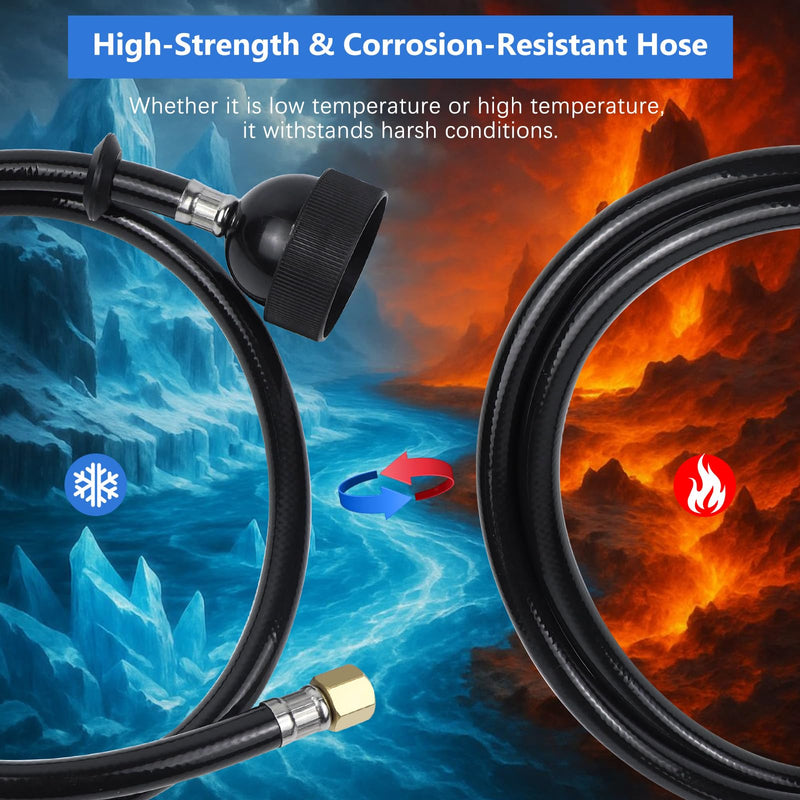 2 Pack UPC Certified Salon Shampoo Bowl Sprayer Head Hose Kit - 1/4" Thread to Attach Shampoo Bowl Faucet for Barber Shop Spa, Black Rubber Salon Sink Shampoo Bowl Hose Replacement Part 2 Pack
