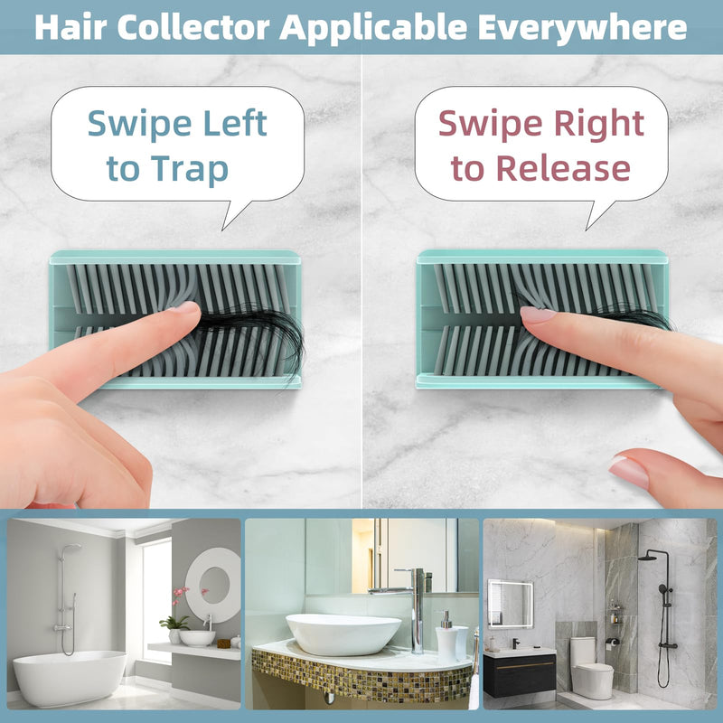 Hair Catcher, Hair Trap for Shower Drain, Reusable Shower Wall Hair Collector, Snare, and Drain Protector, Silicone Hair Grabber for Bathroom Bathtub (Blue) Blue
