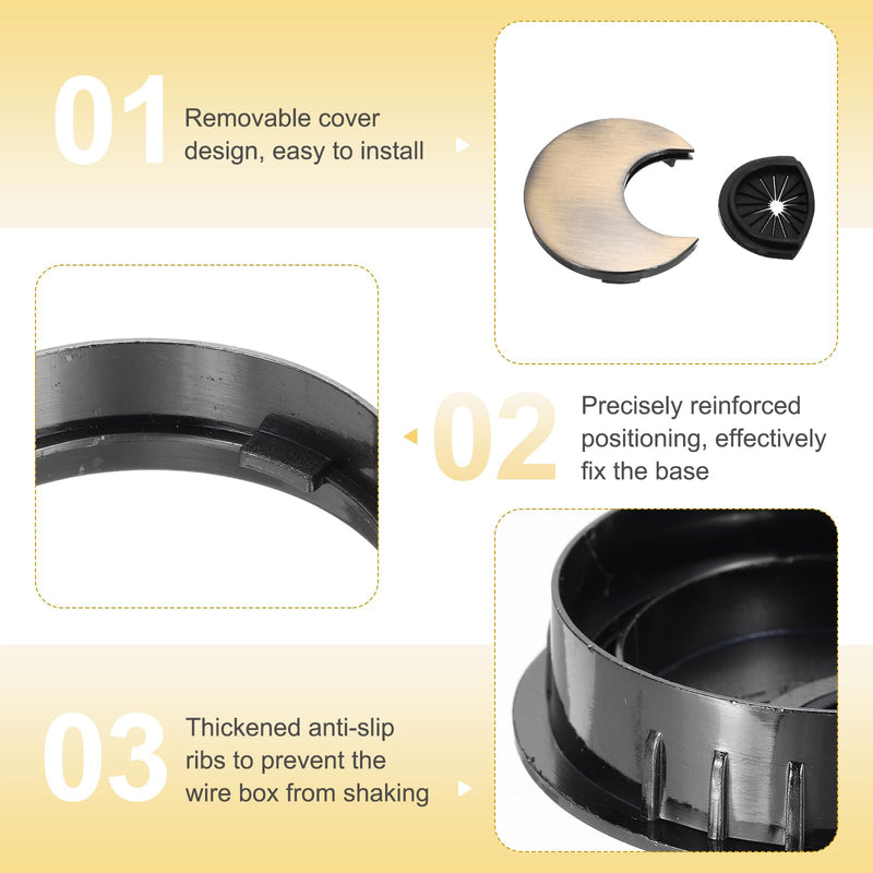 MECCANIXITY Desk Grommet 2 Inch, Zinc Alloy Round Desk Hole Cover Wire Cable Cord Organizer for Home Office Computer Table Cables, 49.5mm, Bronze