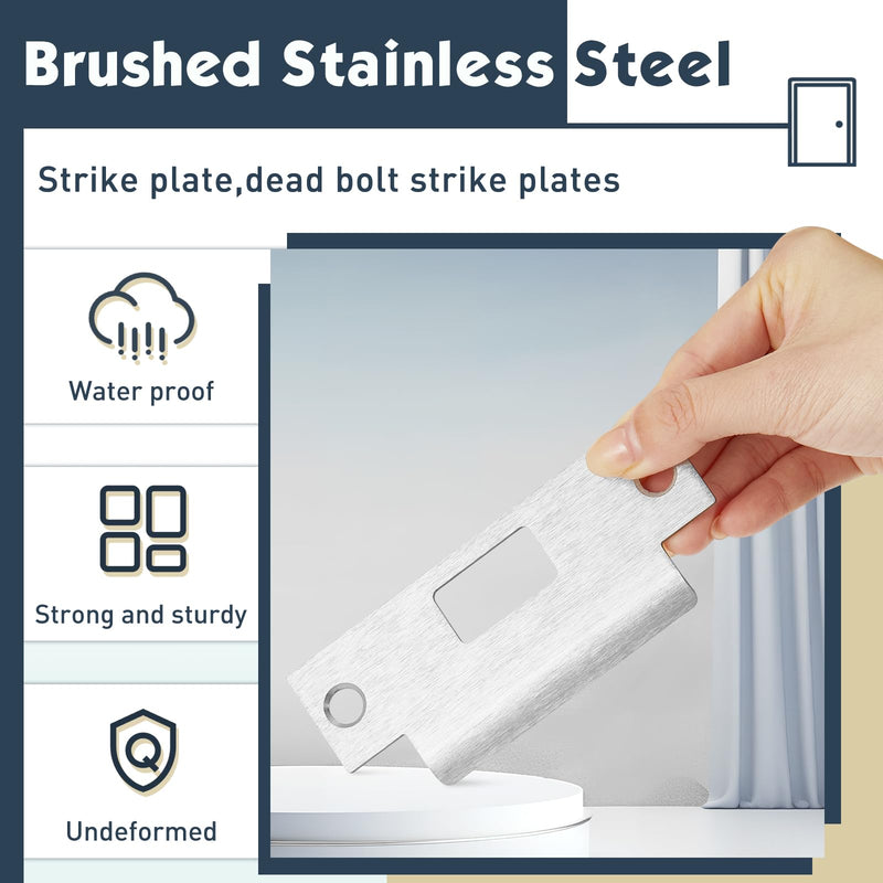 Tandefio 8 Pcs 4 7/8 Inch x 3 3/8 Inch x 1 1/4 Inch Deadbolt Strike Plate Stainless Iron Door Strike Plate Door Reinforcement Plate Door Backplate with Screws for Heavy Duty Residential Use