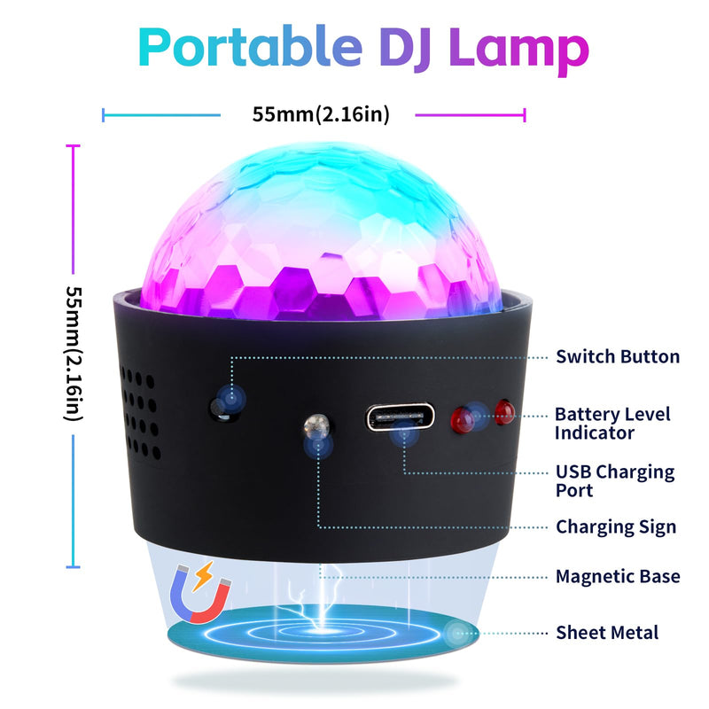 Disco Ball for Car Disco Lights with Sound Activated Multicolor Lights Mini Disco Ball DJ Disco Lights for Car Room Music Lights (Music Synchronization) music synchronization
