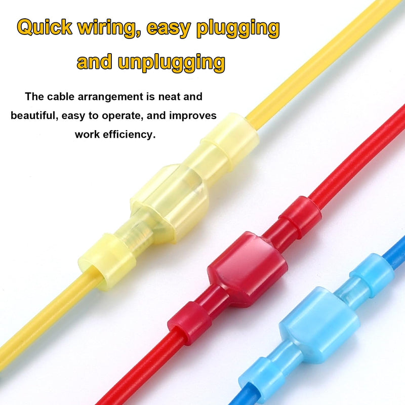 smseace 150Pcs Spade Connector 22-16AWG Male/Female Wire Spade connectors Nylon Quick Connect/Disconnect Connectors for Auto,Boat,Industrial Application Spade Connectors Kit Red Female+Male