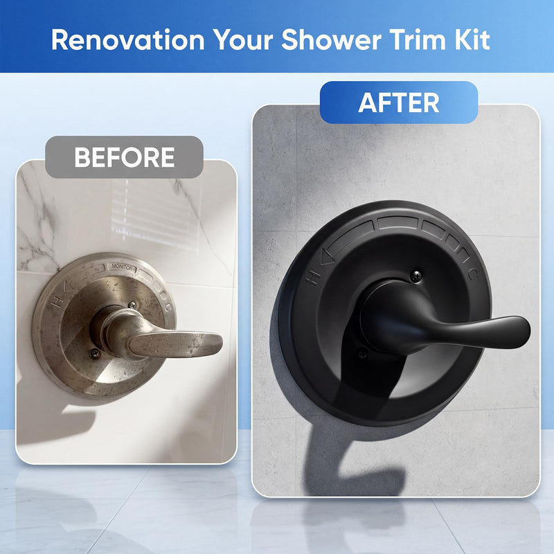 Shower Trim Kit Replacement for Delta 13/14 Series Valves (R10000-UNBX/UNBXHF/UNWS/UNWSHF), Matte Black Handle & Cover Plate, All-Metal, Easy Install (Valve & Cartridge Not Included) Trim Kit Only