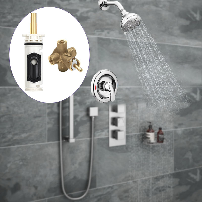 Shower Cartridge for 1222 & 1222B, with Puller and Retainer Clip, Bath Valve Replacement Tub Shower Parts Repair Kit, One Handle Bathtub Faucet Rebuild Kit with Removal Tool Cartridge + Puller