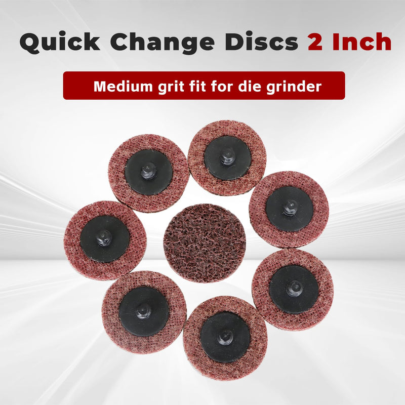 findmall 50Pcs 2 Inch Maroon Quick Change Surface Prep Conditioning Discs, Medium Grit for Cleaning, Finishing and Deburring on All Metals 2 inches
