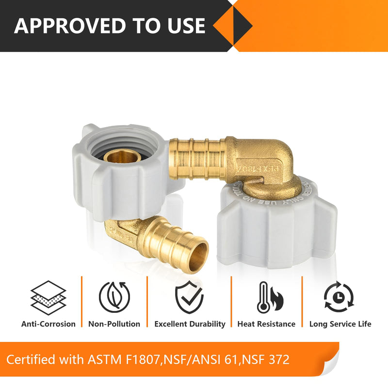 20PC HeSun 1/2" Pex Crimp x 1/2" Female NPT Swivel Elbow(PEX1807299-20) 20 PACK, 1/2" PEX x 1/2" FEMALE