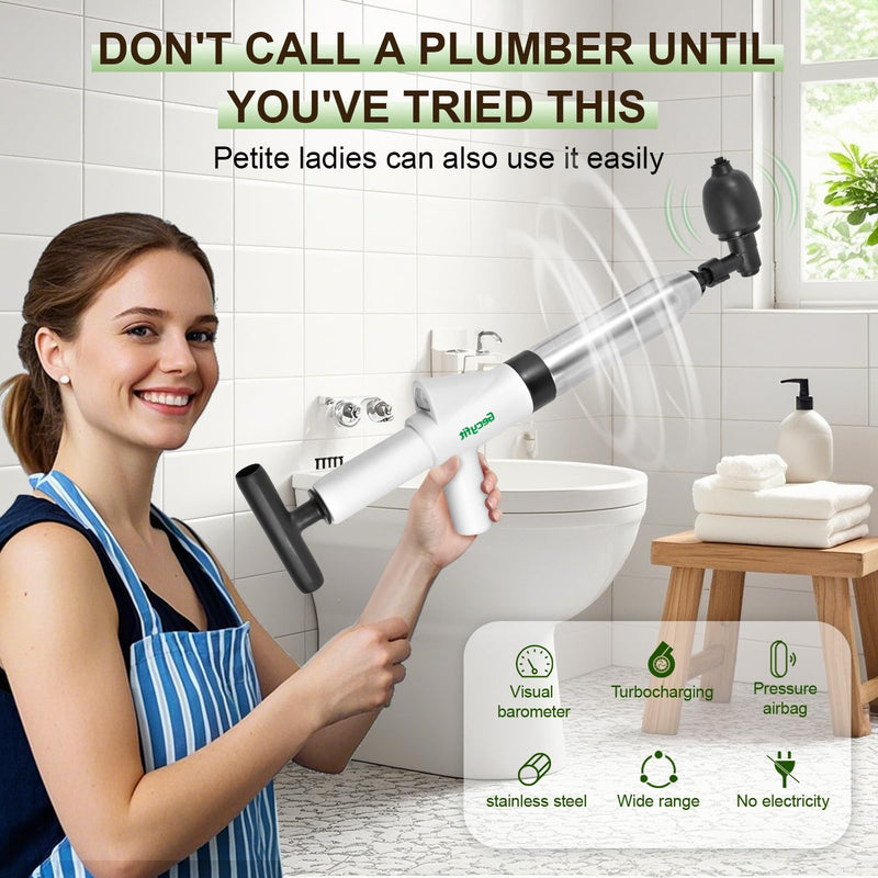 Toilet Plunger, High Pressure Drain Unclogging Tool, Plungers for Bathroom, Floor, Shower, Kitchen Heavy Duty, Multi-Purpose Air Pump Plunger for Toilet, Toilet Snakes for Hair Clog Remover