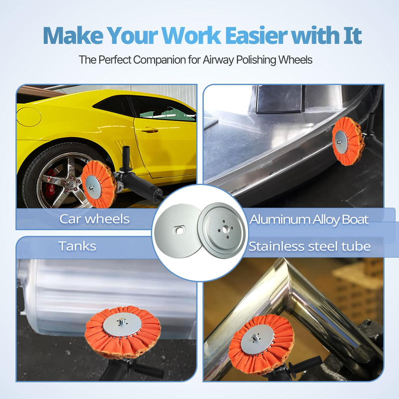 Neeki Aluminum Insertable Self-Clamping Safety Flange for Airway Buffing & Polishing Wheels with 5/8" Arbor Hole, Fits Airway Buffs with 3" Center Plates ，No Need to Removing Center Plates