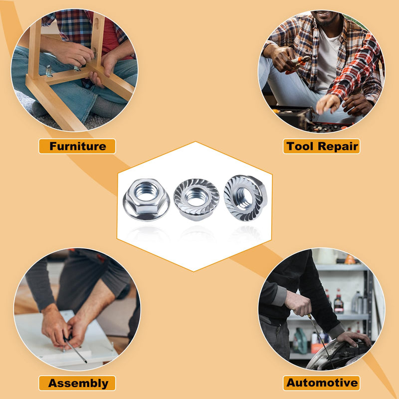 5/16-18 Serrated Flange Hex Nuts, 50 Pack 5/16"-18 Hexagon Flange Nuts, Carbon Steel Zinc Plated, UNC Nuts Fasteners, Locknuts Replacement SAE Nut for Chainsaw Mower Snowblower - NewNest Australia
