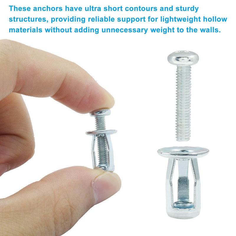Waziaqoc 20Pcs M4 x 20 Hollow Door Anchor, Petal Expansion Nuts, Cavity Fixing Door Anchor for 0-5 mm Door Extra, Aluminium cladding Sheet Pipe, Iron Sheet (8 x 16 mm)