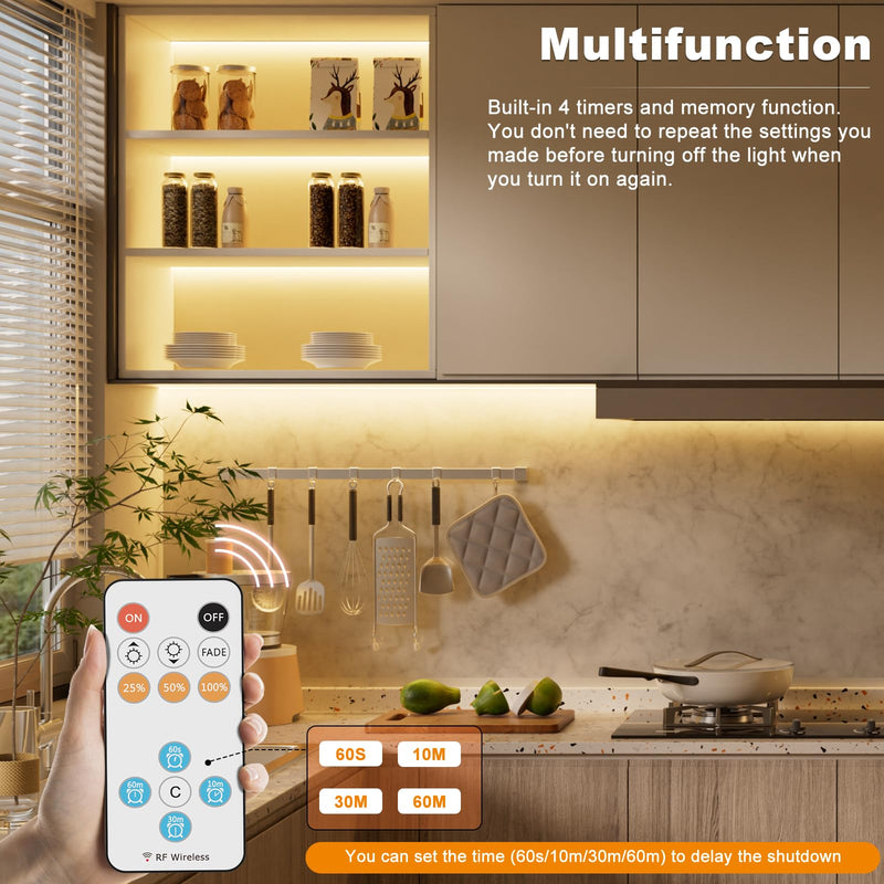 PAUTIX COB LED Strip Light 16.4ft/5m 2400LEDs Warm White 2700K,CRI93+ Super Bright High Lumen,Dimmable 24V Flexible LED Tape Light with RF Remote,24V 48W Power Supply,for Home&Office DIY Lighting 2700K-16.4ft/5m