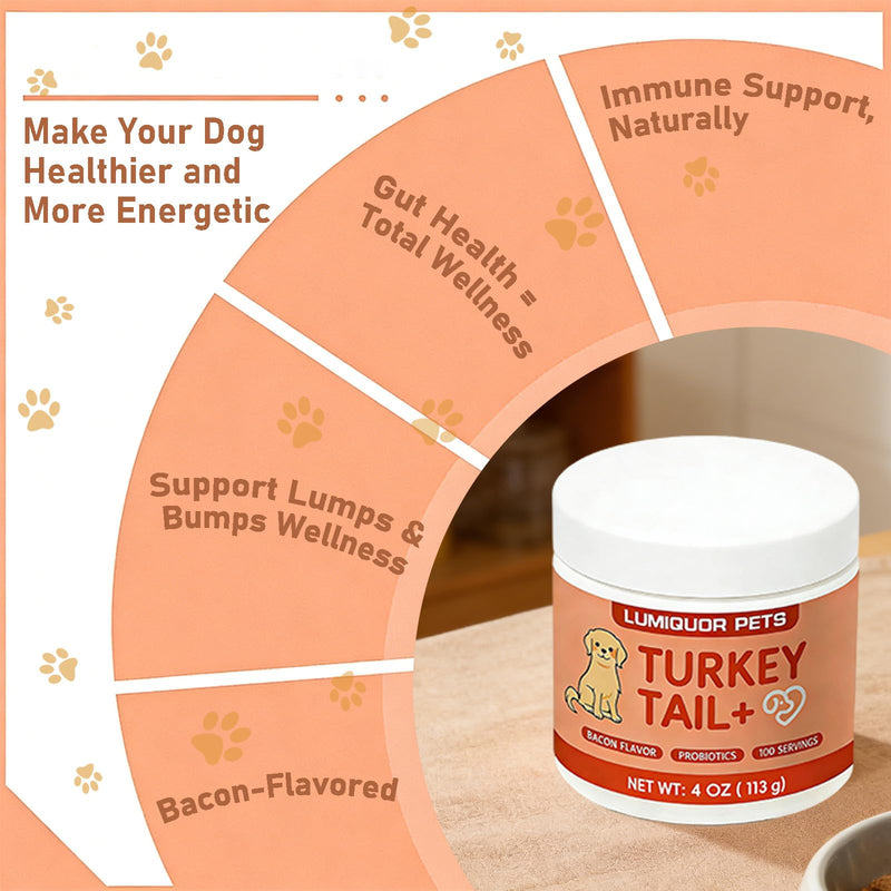 Lumiquor Tu-rk-ey Tail for Dogs, Lumiquor Tu-rk-ey Tail Mushroom Powder, Support Your Mature Dog’s Immunity, Gut, Skin, (1pcs) 1pcs