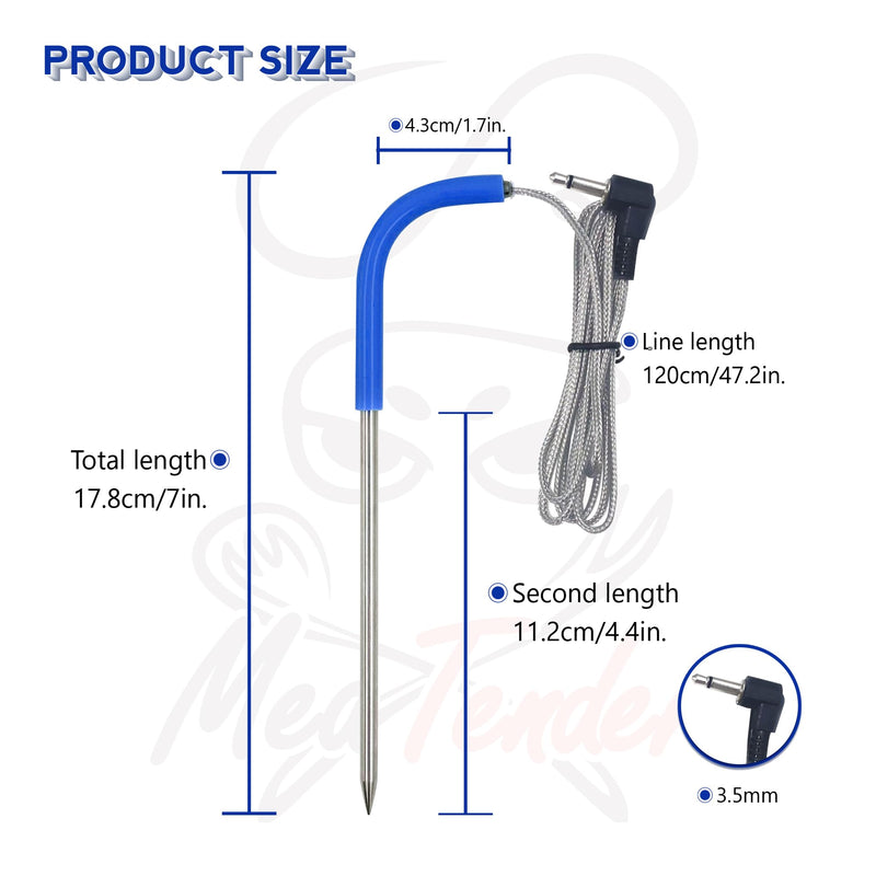 2-Pack Meat Temperature Probe Replacement Compatible with Pit Boss Pellet Grills – 3.5mm Plug PT1000 Waterproof Temperature Sensor (1000°F Heat Resistance)