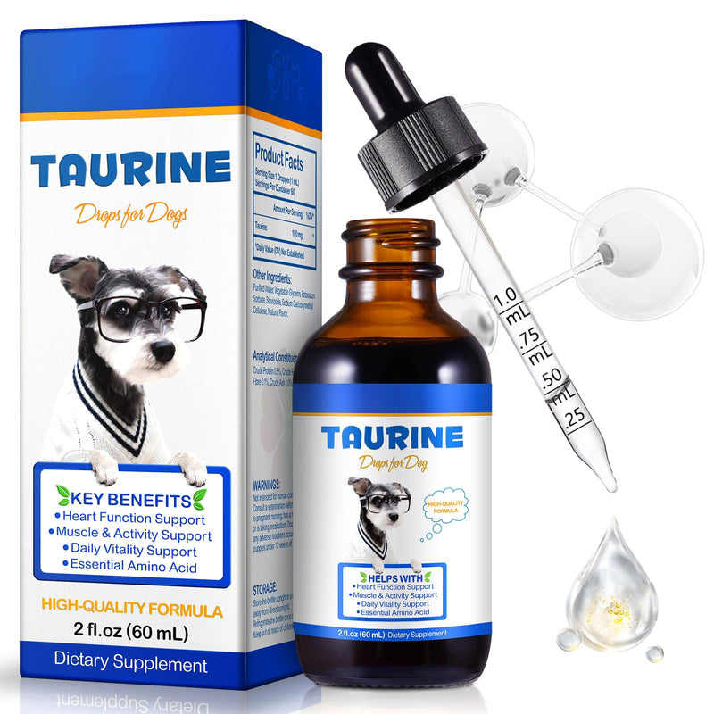 Taurine Liquid Supplement for Cats & Dogs, Pet Taurine Drops with Simple Daily Nutrition Formula, Easy-to-Mix Liquid for Daily Pet Wellness Support, 60 mL