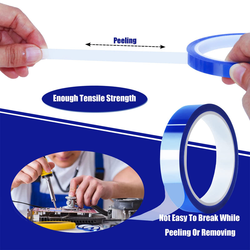 4 Rolls 20mm x33m(108ft) Blue Heat Tape High Temperature Heat Resistant Tape Heat Transfer Tape for Heat Sublimation Press Vinyl,No Residue