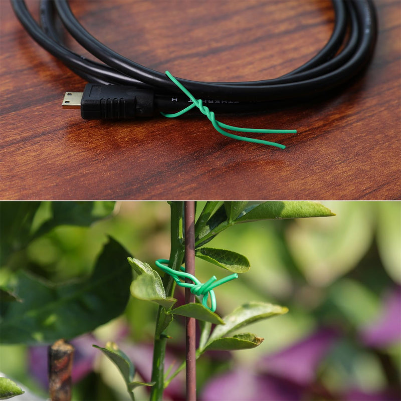 200 Pcs 6 inch Garden Twist Tie, Round Plastic Twist Ties for Plants, Vines and Wrapping Cords or Christmas Tree Gardening Plants Growth and Care, Office Home Cable Organization (Green) Green