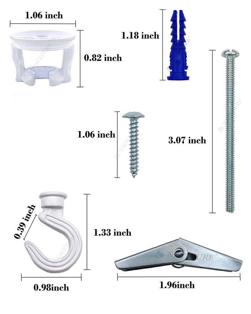 Swivel Swag Hooks for Ceiling Hanging - Ceiling Hooks for Hanging Plants - Ceiling Hangers Heavy Duty for Hanging Light - Zinc Bolt Hook Installation for Cavity Wall Fixing (White 4 Pack)